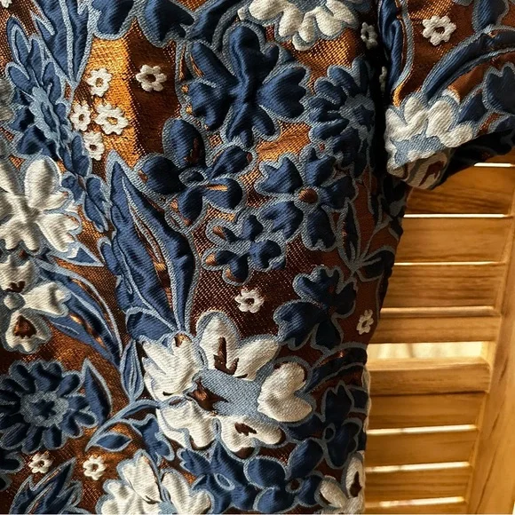 Burberry Prorsum Blue Metallic Short Sleeves Mini Dress size 4 - Picture 3 of 11